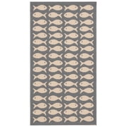 SAFAVIEH Courtyard Tranter Fishes Indoor/Outdoor Area Rug, Grey/Beige, 2'7" x 5'