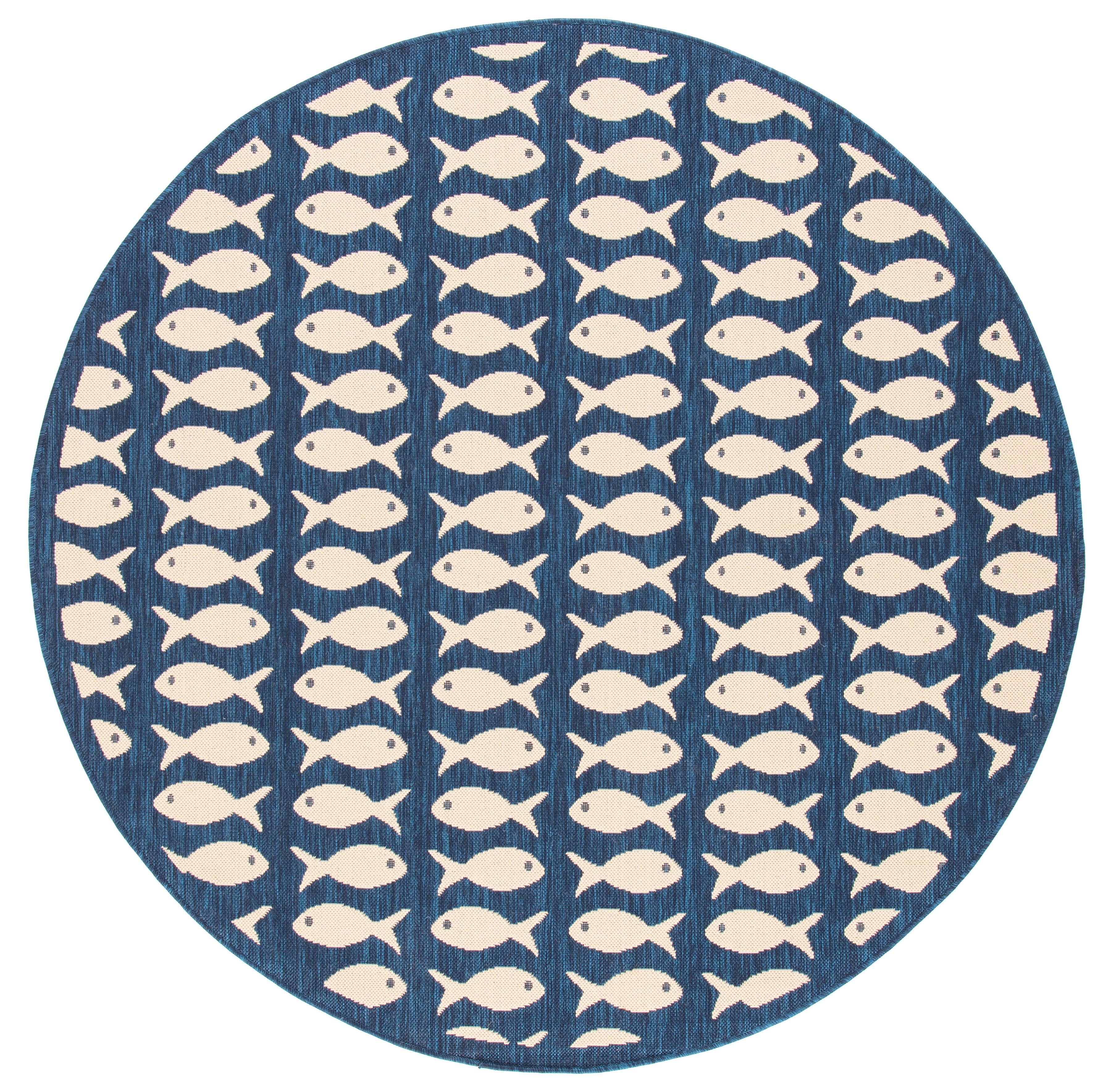 SAFAVIEH Courtyard Tranter Fishes Indoor/Outdoor Area Rug, Navy/Beige ...