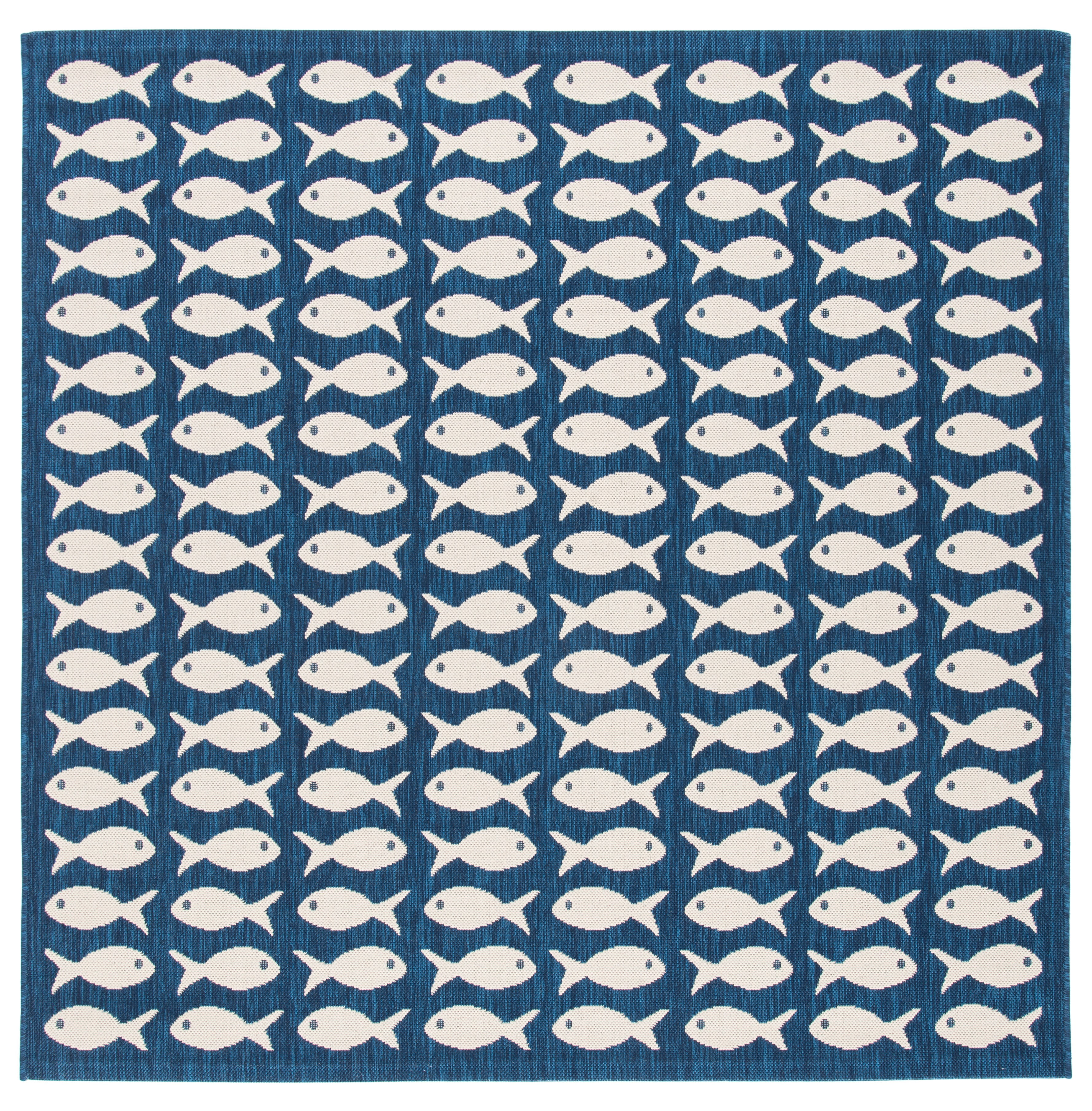Navy Blue 6'7" Square Indoor/Outdoor Easy-Care Area Rug