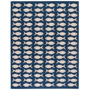 SAFAVIEH Courtyard Tranter Fishes Indoor/Outdoor Area Rug, Navy/Beige, 8' x 10'