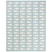 SAFAVIEH Courtyard Tranter Geometric Fish Indoor/Outdoor Area Rug, 8' x 10', Aqua/Beige