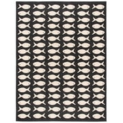 SAFAVIEH Courtyard Tranter Geometric Fish Indoor/Outdoor Area Rug, 9' x 12', Black/Beige