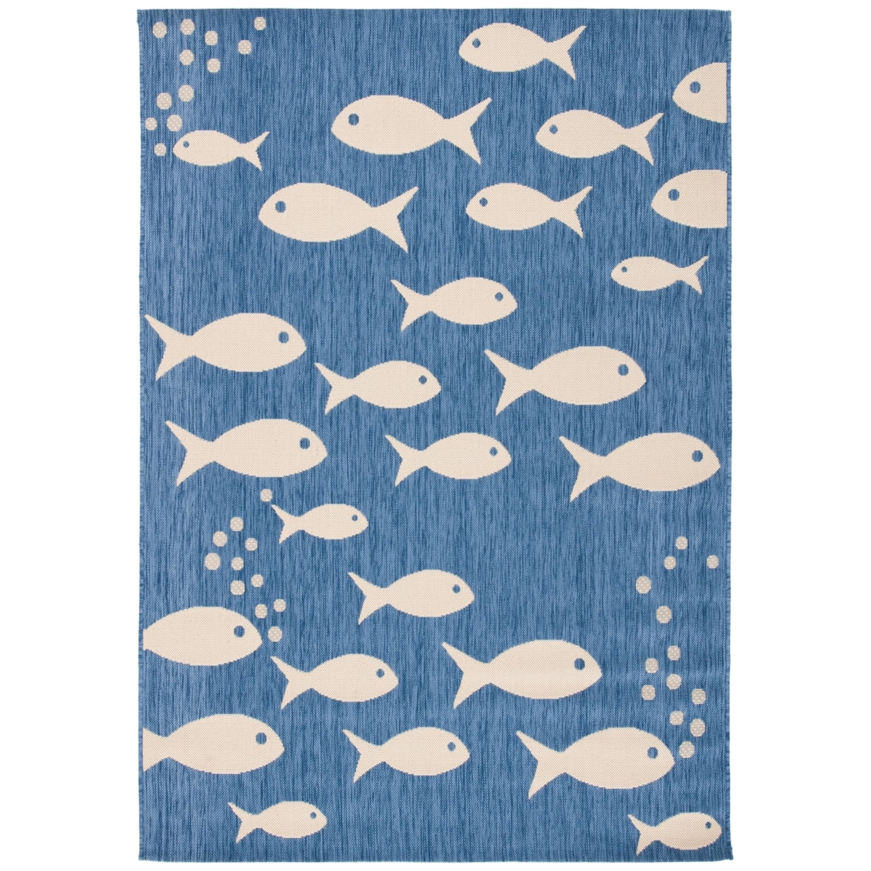 Courtyard Chic Blue and Beige Easy-Care Outdoor Rug 4' x 5'-7"