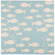 SAFAVIEH Courtyard Trena Fishes Indoor/Outdoor Area Rug, Aqua/Beige, 6'7" x 6'7" Square