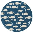 thumbnail image 1 of SAFAVIEH Courtyard Trena Fishes Indoor/Outdoor Area Rug, Navy/Beige, 4' x 4' Round, 1 of 10