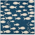 thumbnail image 1 of SAFAVIEH Courtyard Trena Fishes Indoor/Outdoor Area Rug, Navy/Beige, 4' x 4' Square, 1 of 15