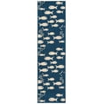 thumbnail image 1 of SAFAVIEH Courtyard Trena Fishes Indoor/Outdoor Runner Rug, Navy/Beige, 2'3" x 5', 1 of 11