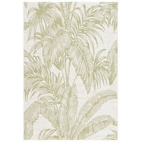 SAFAVIEH Courtyard Twyla Botanical Indoor/Outdoor Area Rug, Ivory/Green, 5'3" x 7'7"