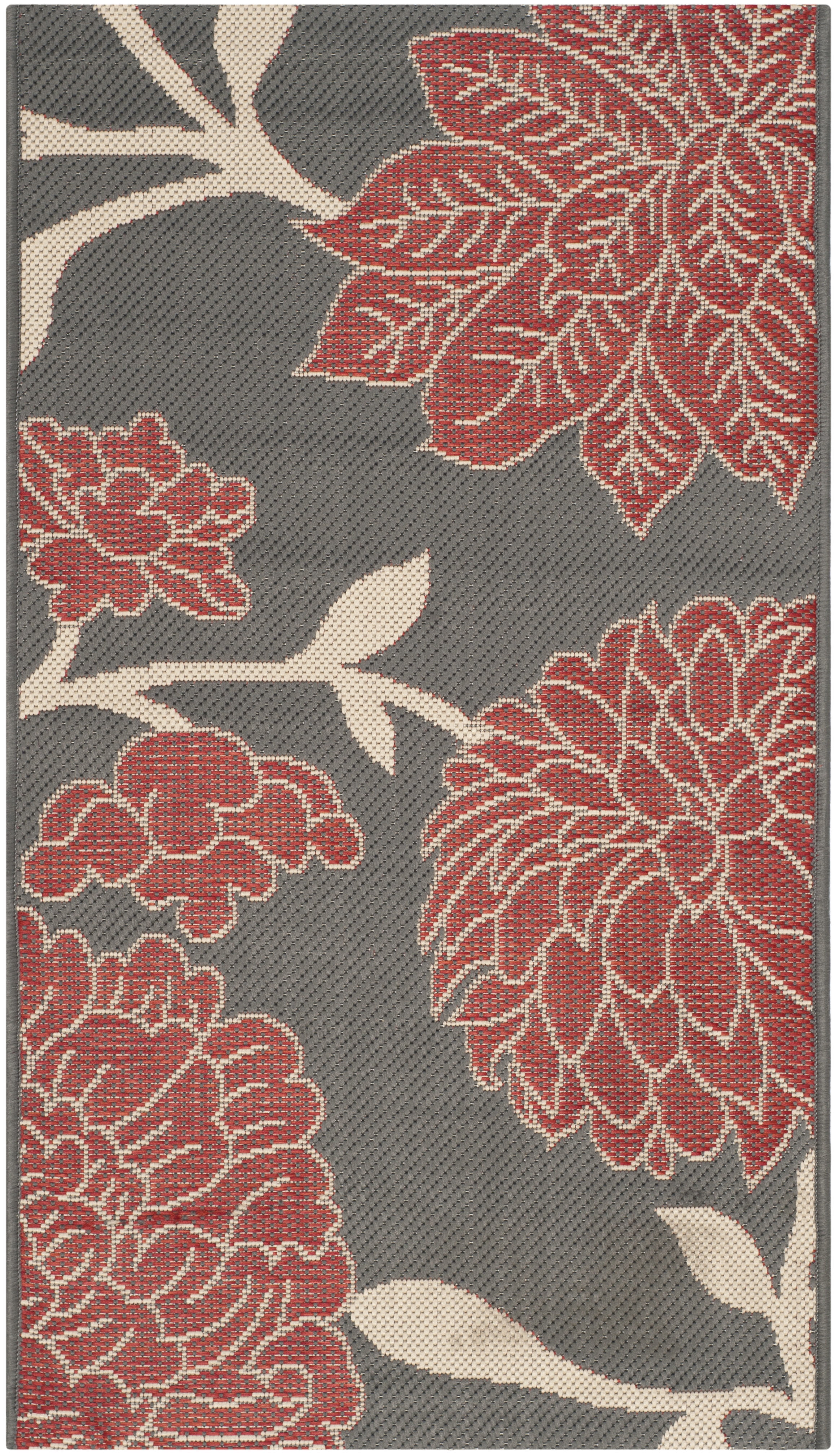 Rectangular Red Synthetic Easy Care Stain-Resistant Area Rug 60" x 31"