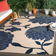 Safavieh Courtyard Tyson Floral Indoor/Outdoor Area Rug, Beige/Blue, 2' x 3'7"