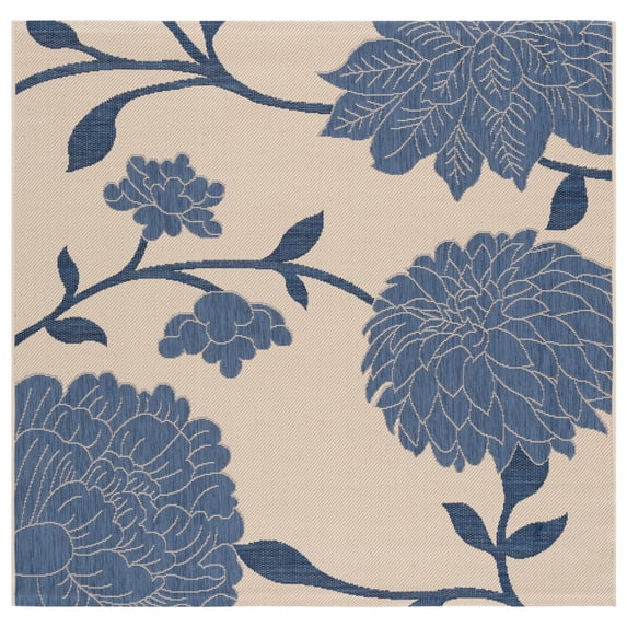 Safavieh Courtyard Tyson Floral Indoor/Outdoor Area Rug, Beige/Blue, 4' x 4' Square