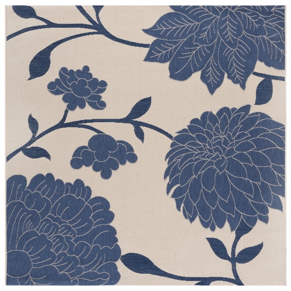 Safavieh Courtyard Tyson Floral Indoor/Outdoor Area Rug, Beige/Blue, 6'7" x 6'7" Square