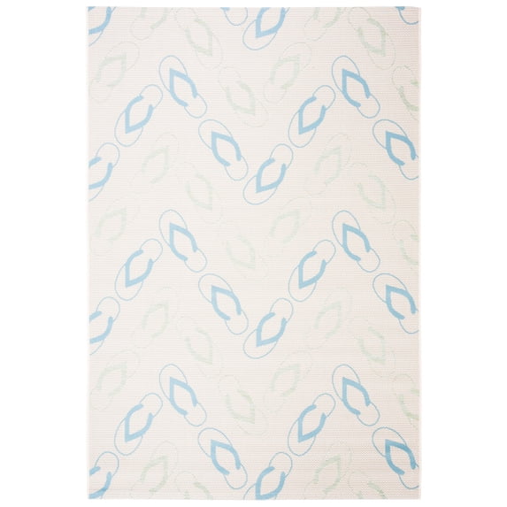 Safavieh Courtyard Ulric Chevron Indoor/Outdoor Area Rug, Beige/Aqua, 4' x 5'7"