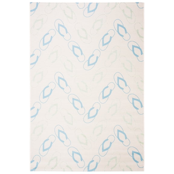 Safavieh Courtyard Ulric Chevron Indoor/Outdoor Area Rug, Beige/Aqua, 4' x 5'7"