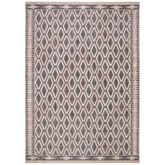 SAFAVIEH Courtyard Vermont Geometric Indoor/Outdoor Area Rug, Black/Natural, 8' x 10'