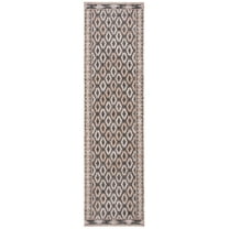 SAFAVIEH Courtyard Vermont Geometric Indoor/Outdoor Runner Rug, Black/Natural, 2'3" x 12'