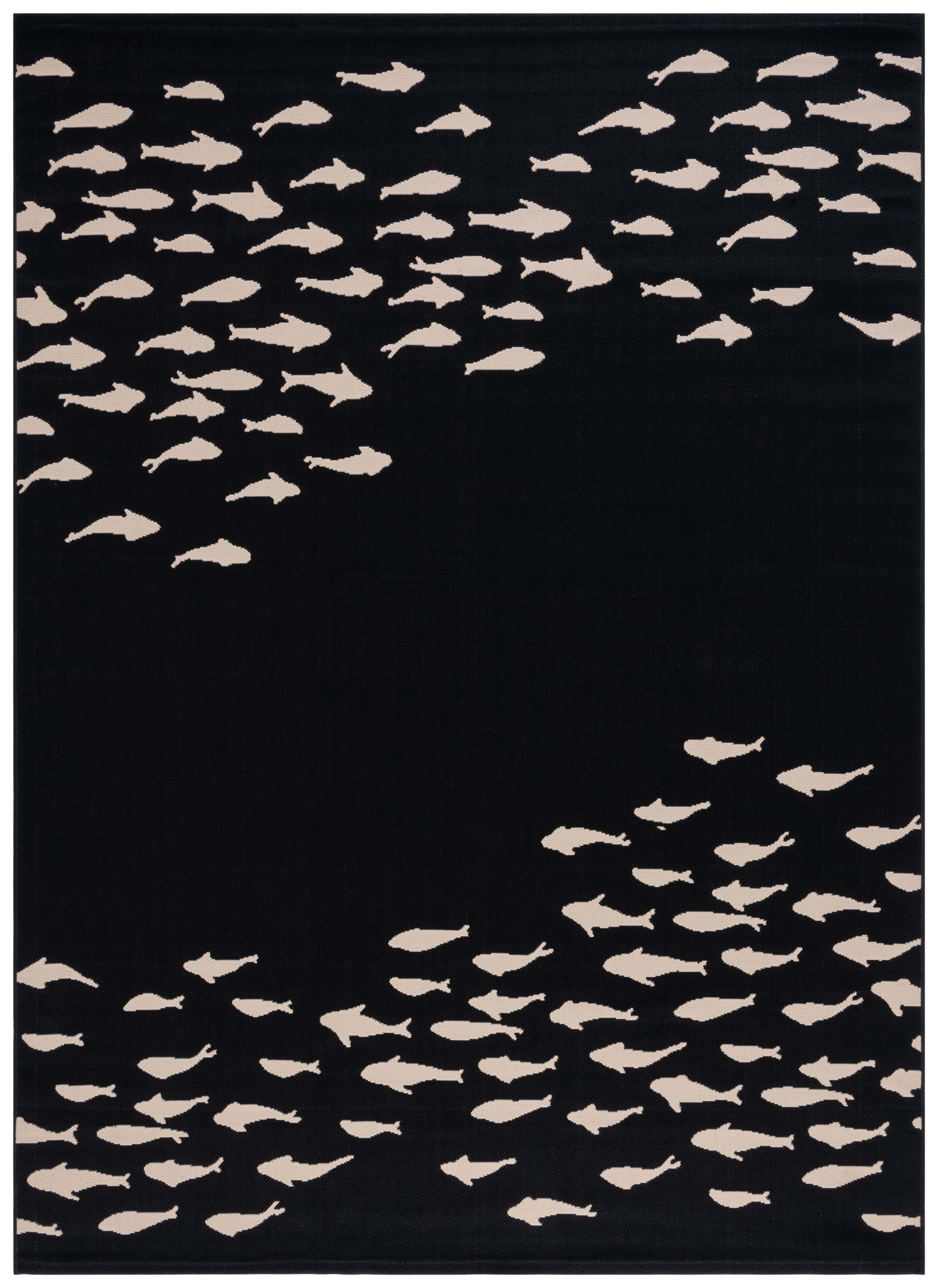 Safavieh Courtyard Victoria Fishes Indoor/Outdoor Area Rug, Black/Beige, 8' x 11'