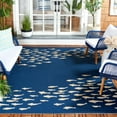 thumbnail image 1 of Safavieh Courtyard Victoria Fishes Indoor/Outdoor Area Rug, Navy/Beige, 6'7" x 9'6", 1 of 9