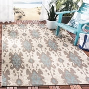 Safavieh Courtyard Vivienne Geometric Indoor/Outdoor Area Rug, Beige/Dark Beige/Aqua, 2'7" x 5'
