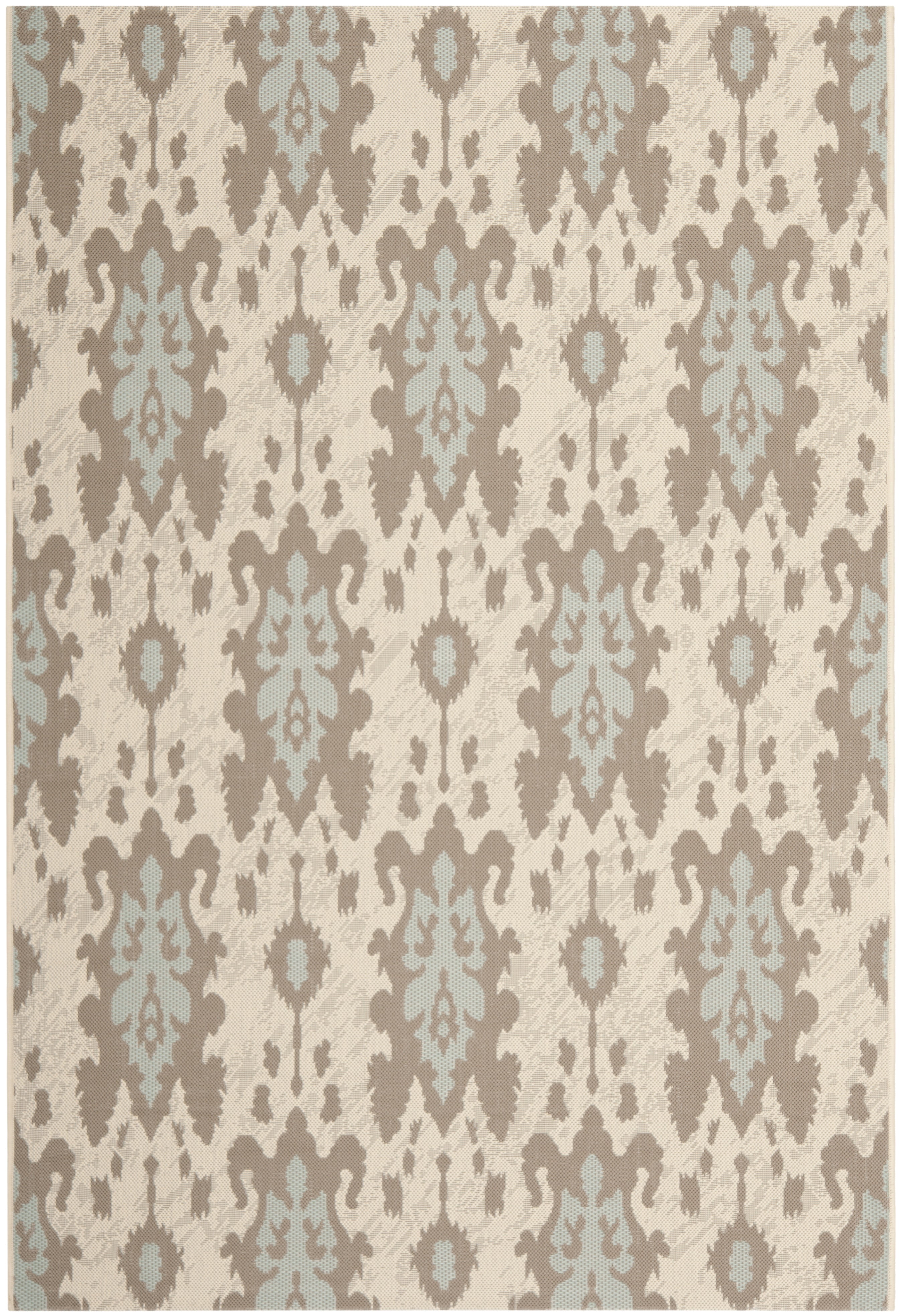 Safavieh Courtyard Vivienne Geometric Indoor/Outdoor Area Rug, Beige/Dark Beige/Aqua, 6'7" x 9'6"