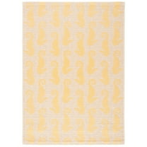 SAFAVIEH Courtyard Warwick Nautical Indoor/Outdoor Area Rug, Beige/Yellow, 4' x 5'7"