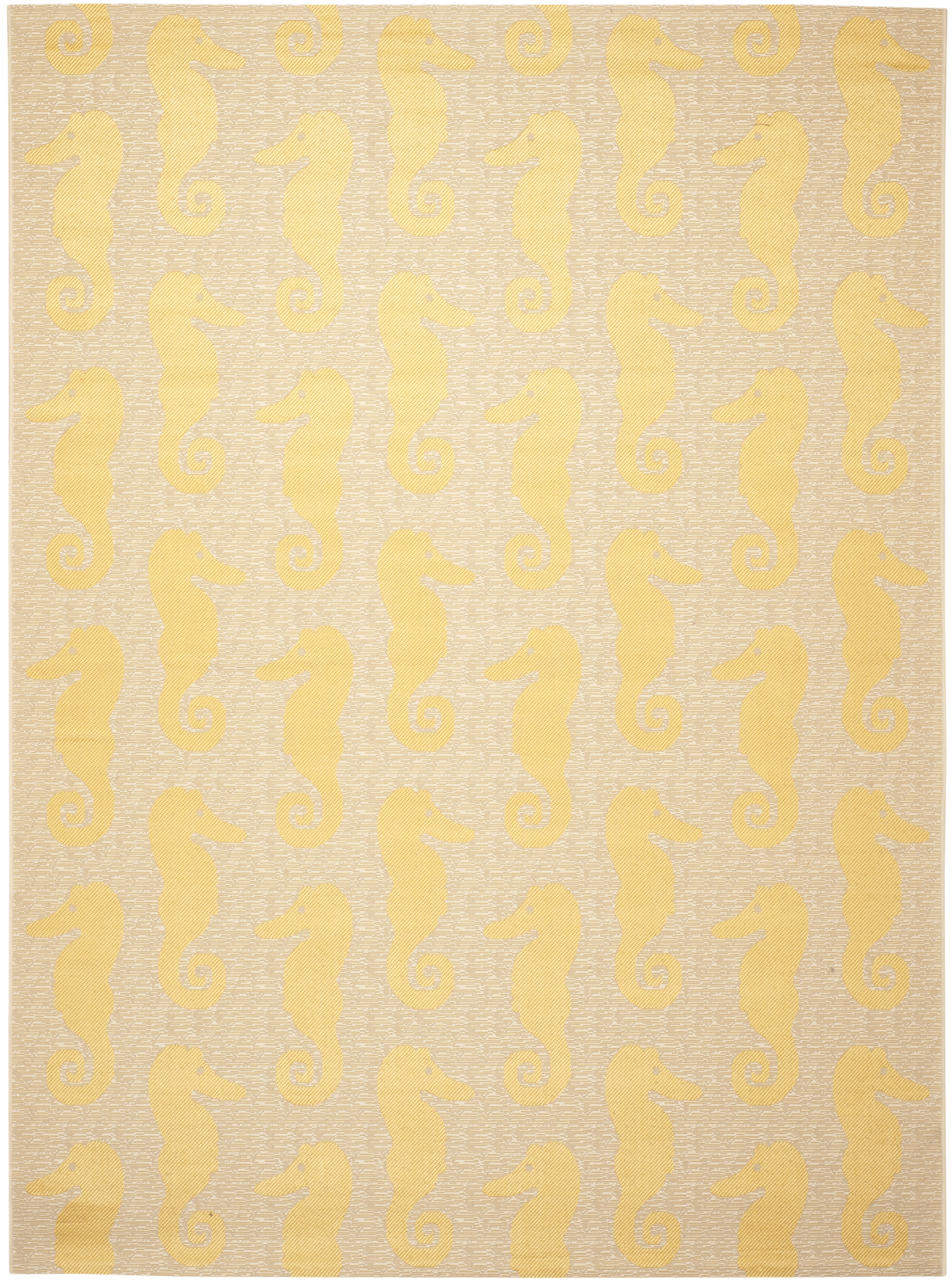 Beige and Yellow Seahorse Indoor/Outdoor Area Rug