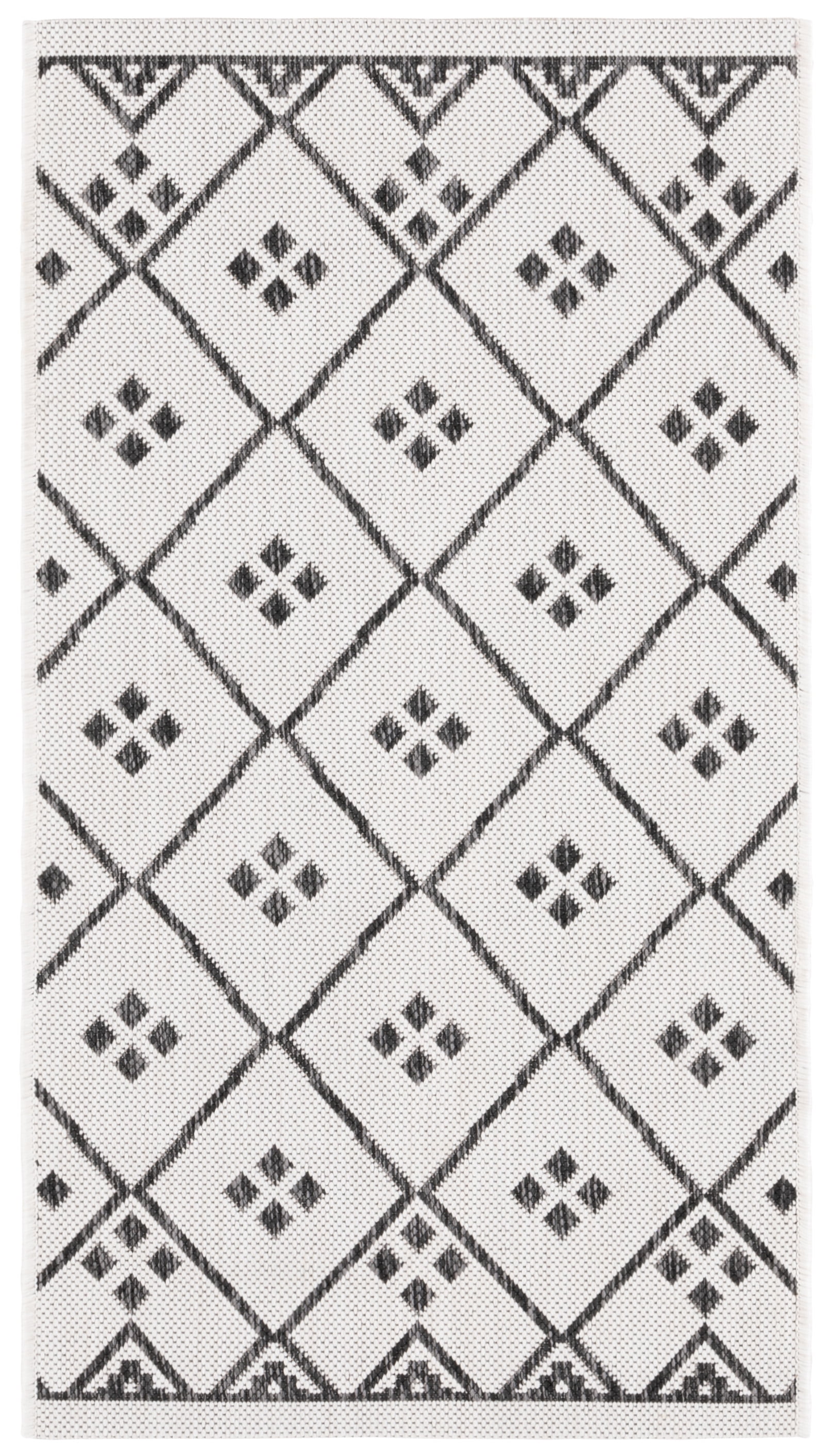 SAFAVIEH Courtyard Wasif Geometric Indoor/Outdoor Area Rug, Ivory/Black, 2' x 3'7"