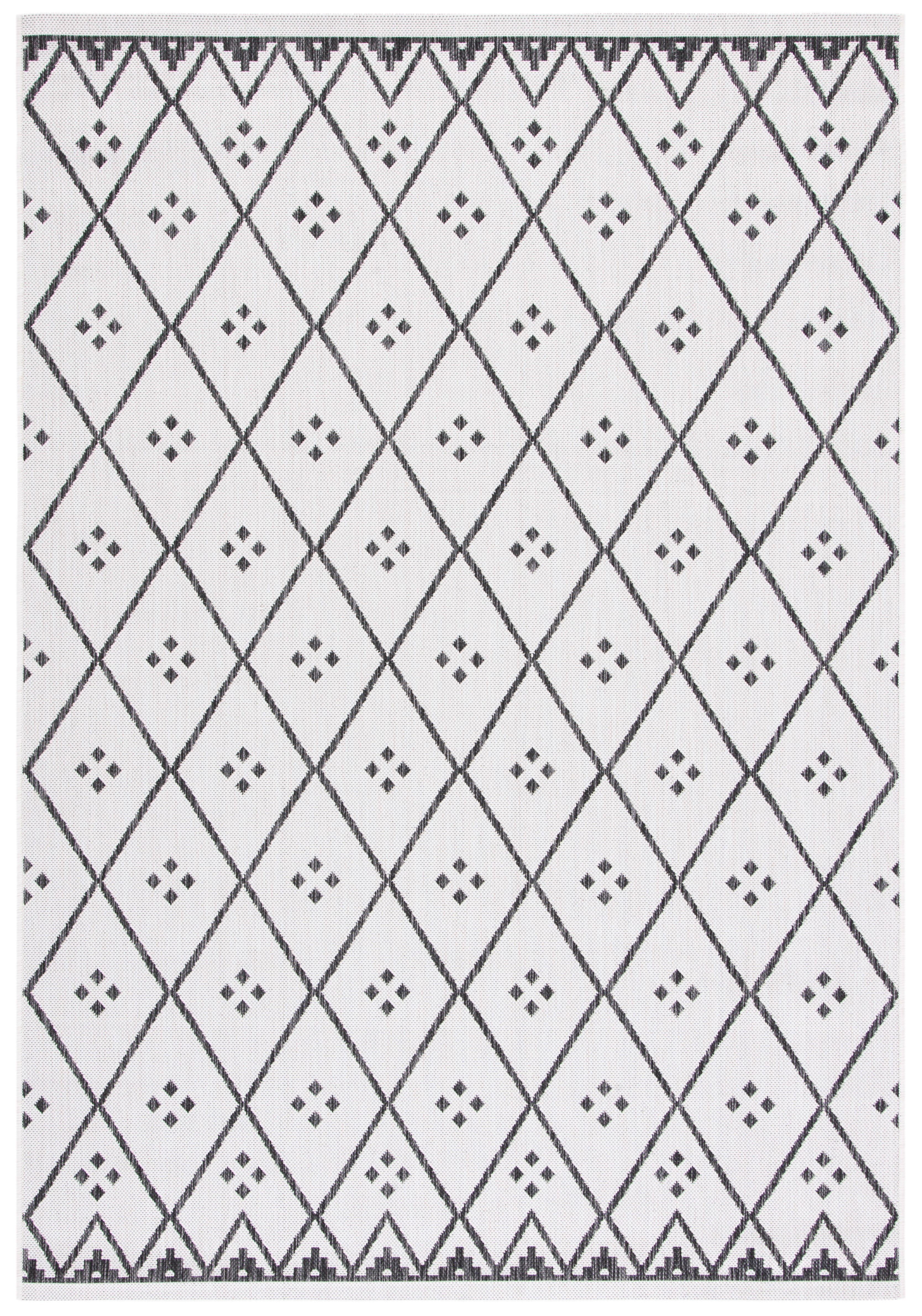 Ivory and Black Rectangular Indoor/Outdoor Area Rug