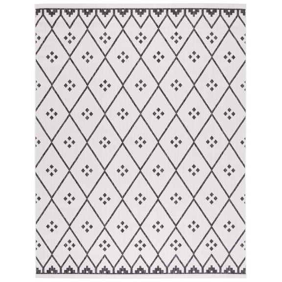 SAFAVIEH Courtyard Wasif Geometric Indoor/Outdoor Area Rug, Ivory/Black, 8' x 10'