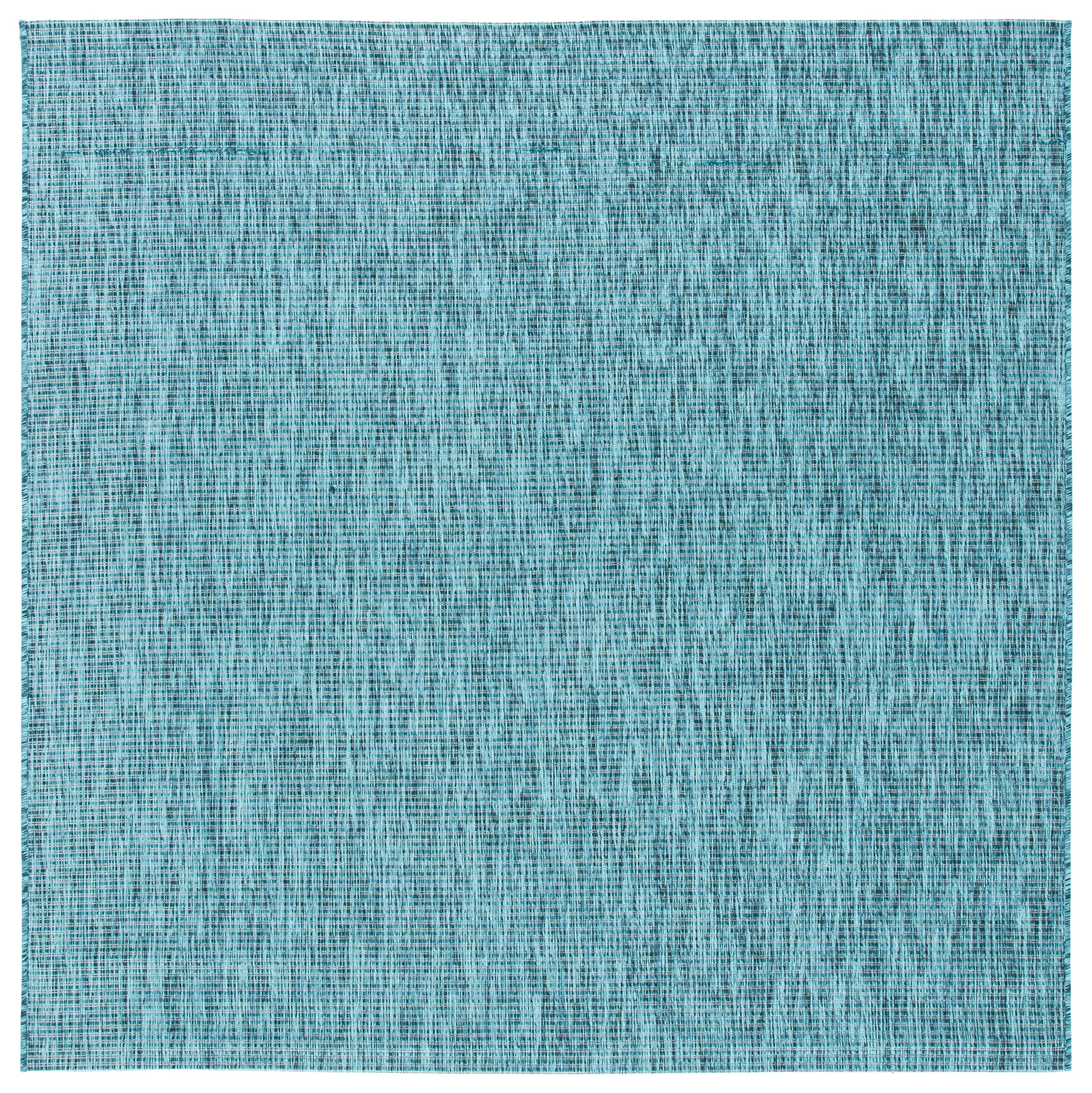 Safavieh Courtyard Collection 6'7" Square Grey/Aqua Indoor/Outdoor Rug