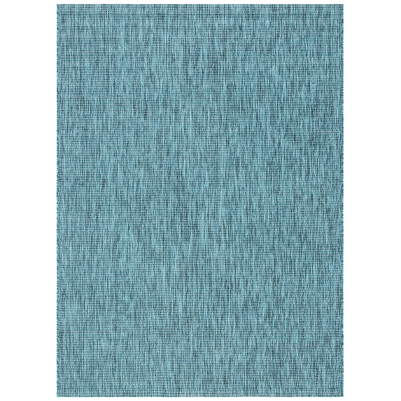 SAFAVIEH Courtyard Wayra Solid Indoor/Outdoor Area Rug, Grey/Aqua, 8' x 10'