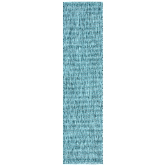 SAFAVIEH Courtyard Wayra Solid Indoor/Outdoor Runner Rug, Grey/Aqua, 2'2" x 9'