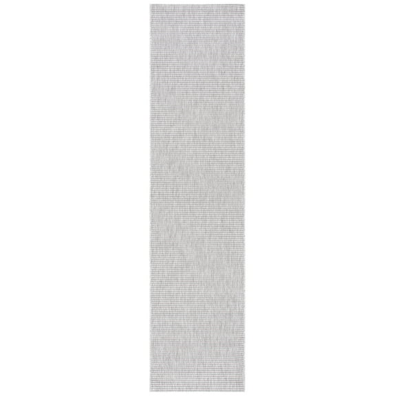 SAFAVIEH Courtyard Wayra Solid Indoor/Outdoor Runner Rug, Ivory/Grey, 2'2" x 9'