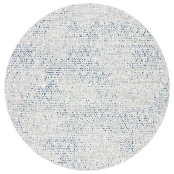 SAFAVIEH Courtyard Wilfreda Abstract Indoor/Outdoor Area Rug, Grey/Navy, 6'7" x 6'7" Round