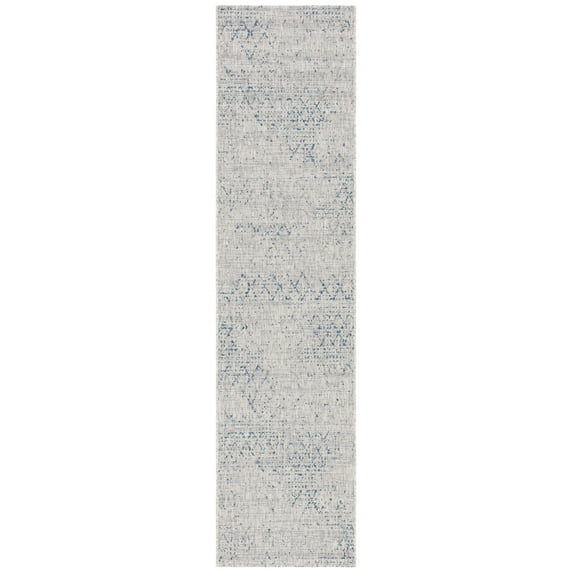 SAFAVIEH Courtyard Wilfreda Abstract Indoor/Outdoor Runner Rug, Grey/Navy, 2'2" x 9'