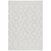 SAFAVIEH Courtyard Wyatt Geometric Indoor/Outdoor Area Rug, Ivory/Light Grey, 5'3" x 7'7"