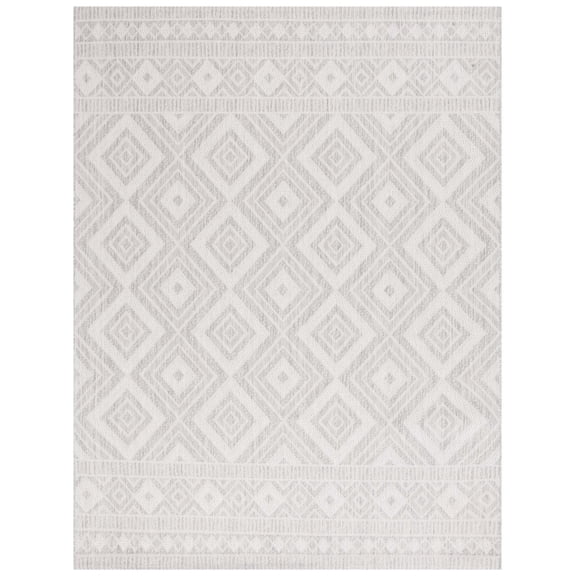 SAFAVIEH Courtyard Wyatt Geometric Indoor/Outdoor Area Rug, Ivory/Light Grey, 8' x 10'