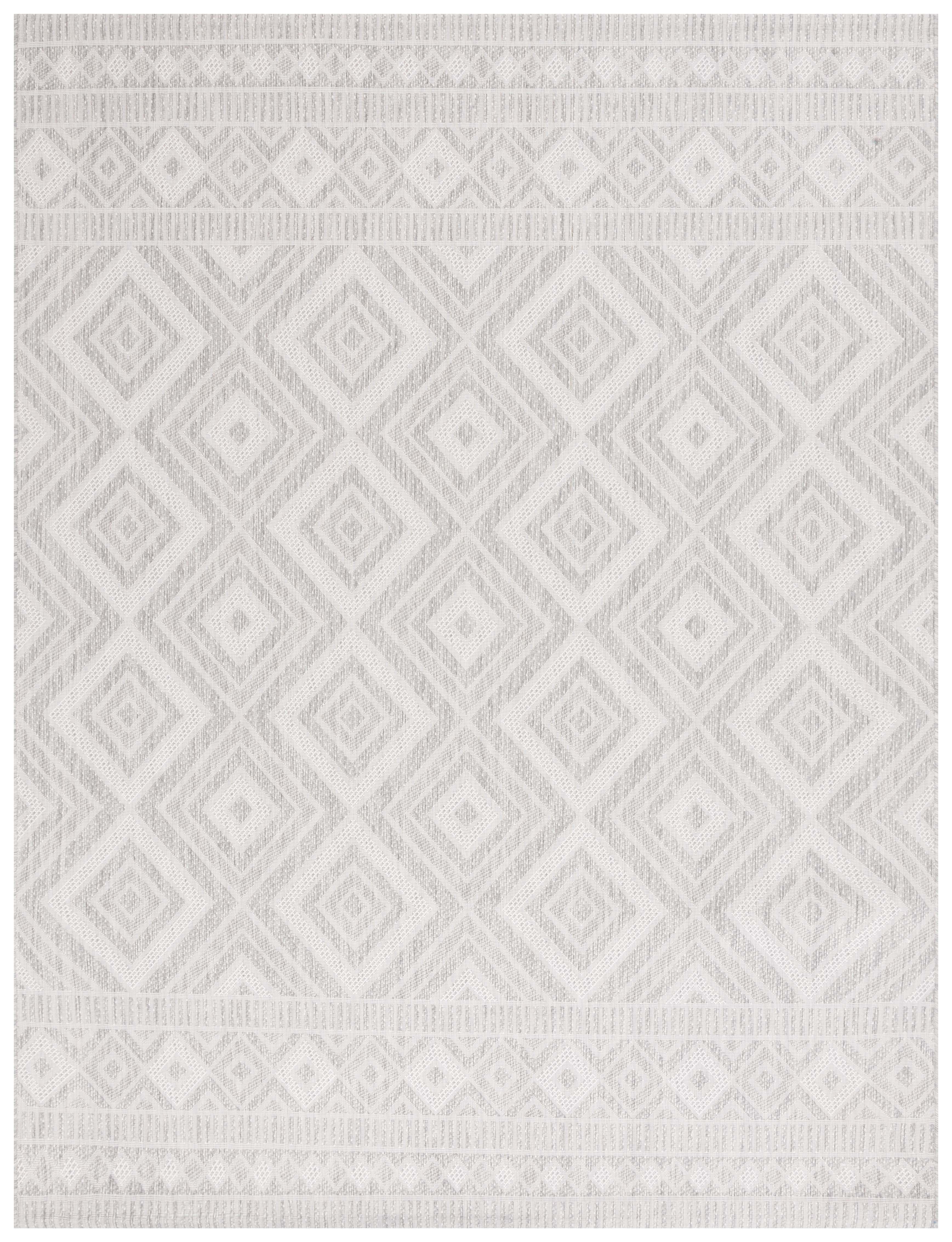 SAFAVIEH Courtyard Wyatt Geometric Indoor/Outdoor Area Rug, Ivory/Light Grey, 9' x 12'
