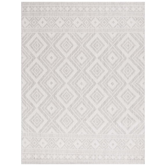 SAFAVIEH Courtyard Wyatt Geometric Indoor/Outdoor Area Rug, Ivory/Light Grey, 9' x 12'