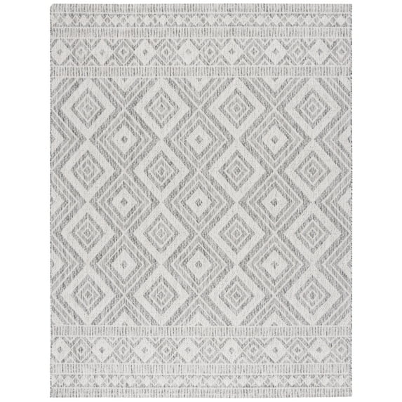 SAFAVIEH Courtyard Wyatt Geometric Indoor/Outdoor Area Rug, Light Grey/Dark Grey, 8' x 10'