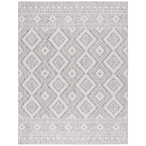 SAFAVIEH Courtyard Wyatt Geometric Indoor/Outdoor Area Rug, Light Grey/Dark Grey, 8' x 10'