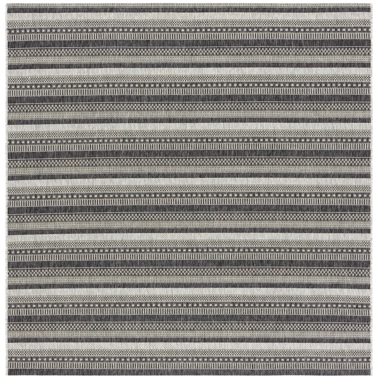 Courtyard Collection 79'' Square Black Synthetic Indoor/Outdoor Rug