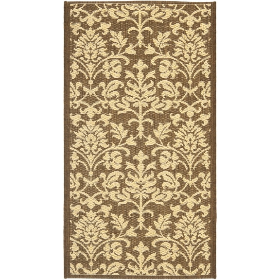 SAFAVIEH Courtyard Yvette Floral Indoor/Outdoor Area Rug, 2'7" x 5', Chocolate/Natural