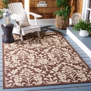 SAFAVIEH Courtyard Yvette Floral Indoor/Outdoor Area Rug, 2'7" x 5', Chocolate/Natural