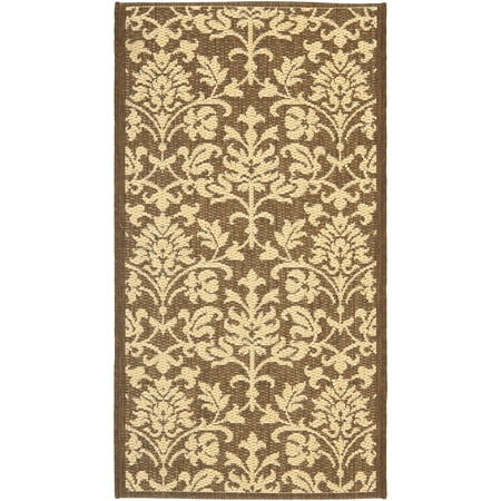 SAFAVIEH Courtyard Yvette Floral Indoor/Outdoor Area Rug, 2' x 3'7", Chocolate/Natural
