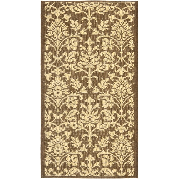 SAFAVIEH Courtyard Yvette Floral Indoor/Outdoor Area Rug, 2' x 3'7", Chocolate/Natural