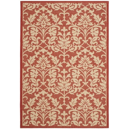 SAFAVIEH Courtyard Yvette Floral Indoor/Outdoor Area Rug, 5'3" x 7'7", Red/Natural