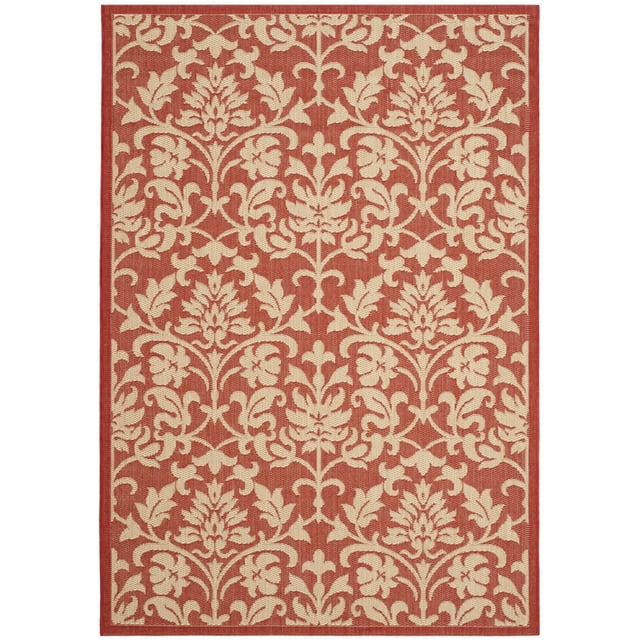 SAFAVIEH Courtyard Yvette Floral Indoor/Outdoor Area Rug, 5'3" x 7'7", Red/Natural