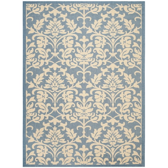 SAFAVIEH Courtyard Yvette Floral Indoor/Outdoor Area Rug, 8' x 11', Blue/Natural