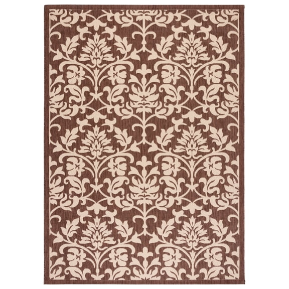 SAFAVIEH Courtyard Yvette Floral Indoor/Outdoor Area Rug, 8' x 11', Chocolate/Natural